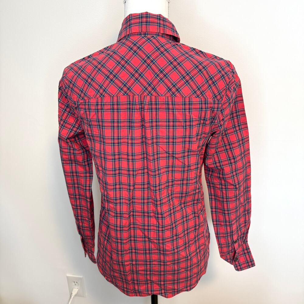 J. Crew Tartan Plaid Cotton Collared Popover Top Blouse In Red Size 0 - Picture 7 of 11